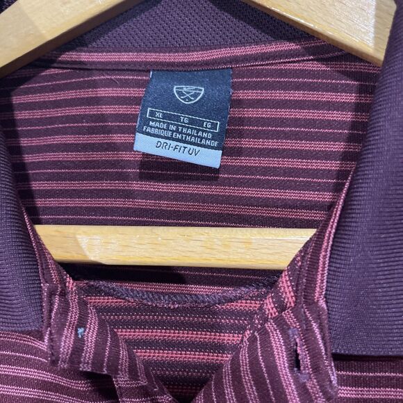 Nike‎ Golf Shirt Mens Red Striped XL Pebble Beach Short Sleeve Golf Dri-Fit UV - Picture 4 of 12